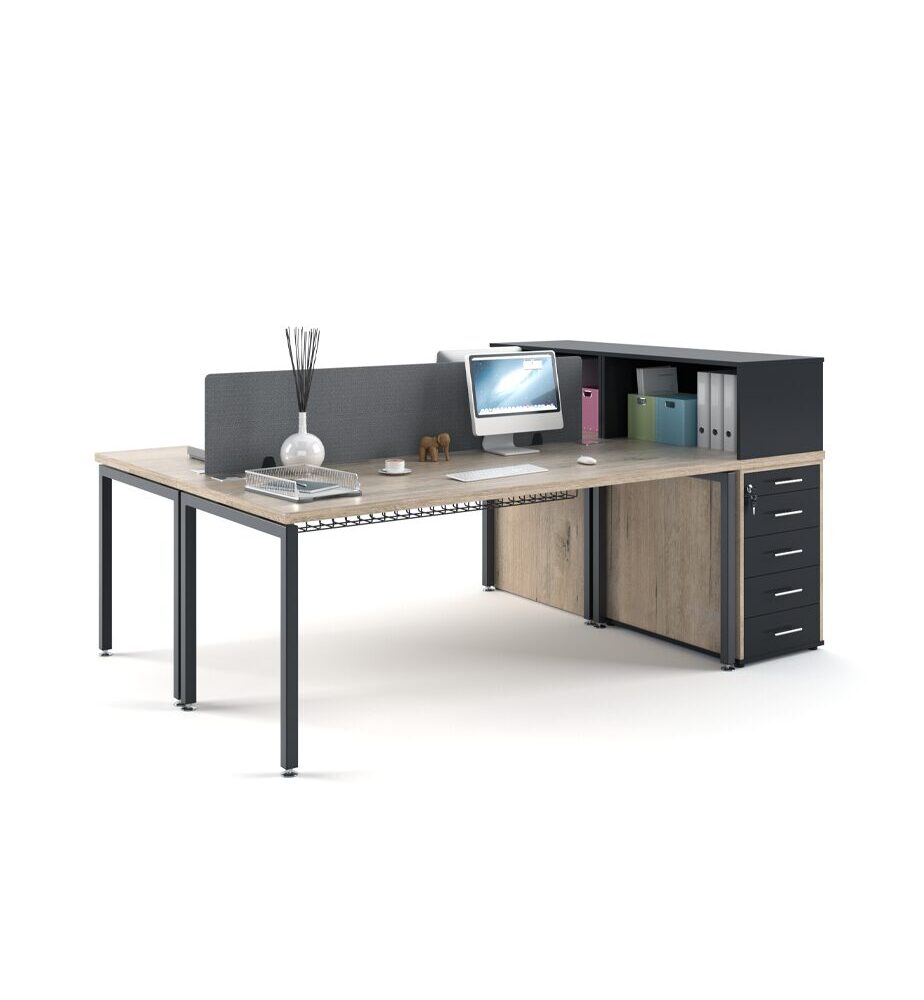 Euro 38 Desk with Bookcase and Pedestal