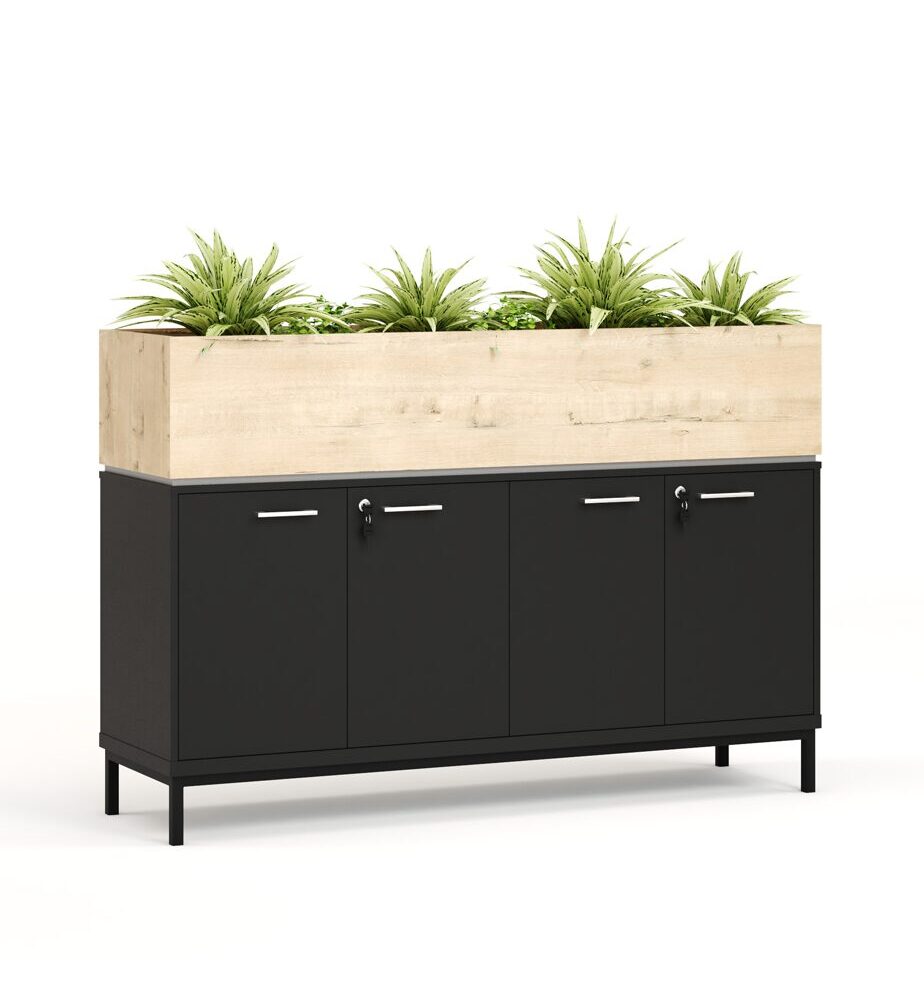 Planter With Hinge Door Cabinet